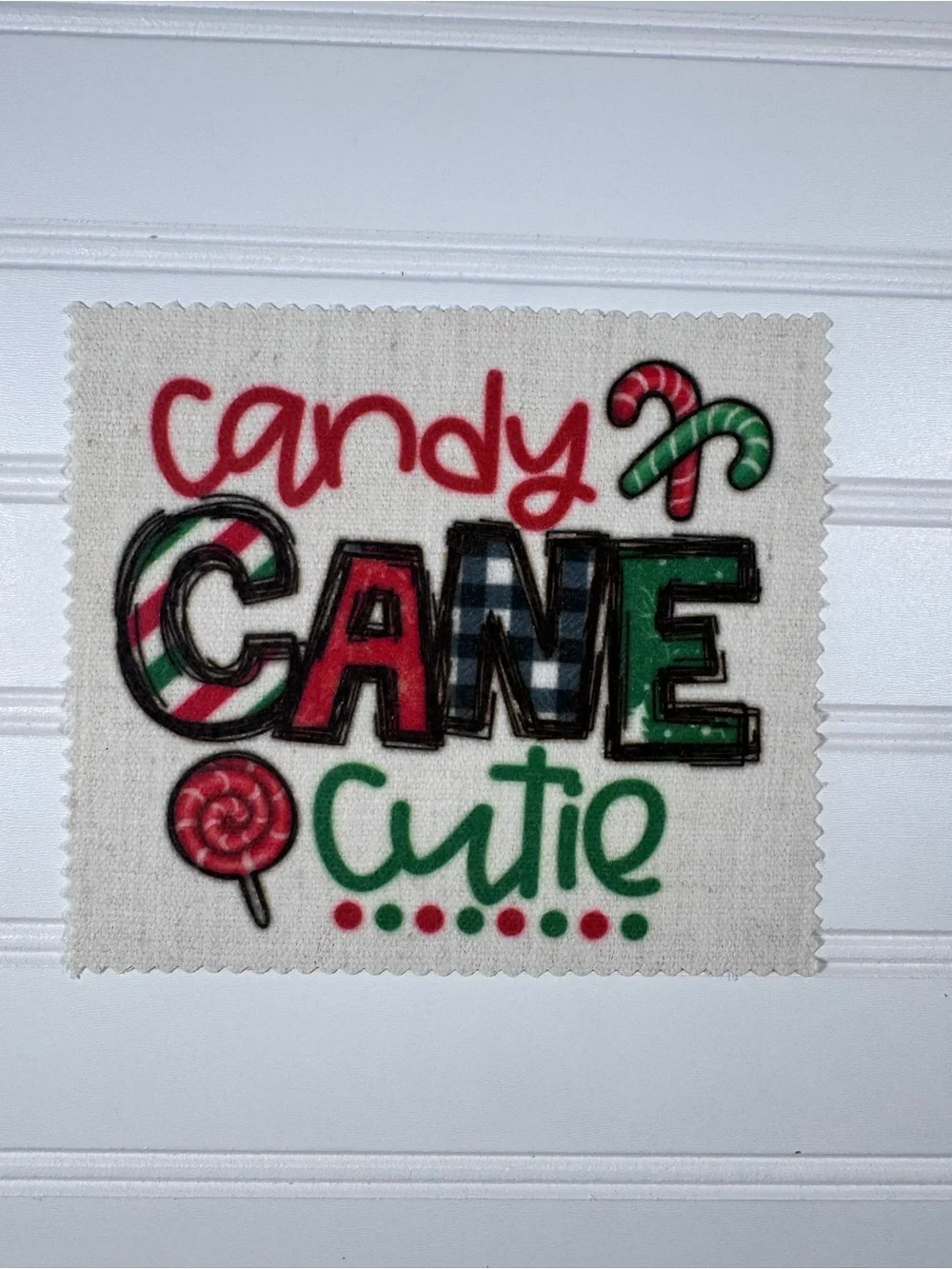 Candy Cane Cutie Kids Fabric Patch- Red & Green